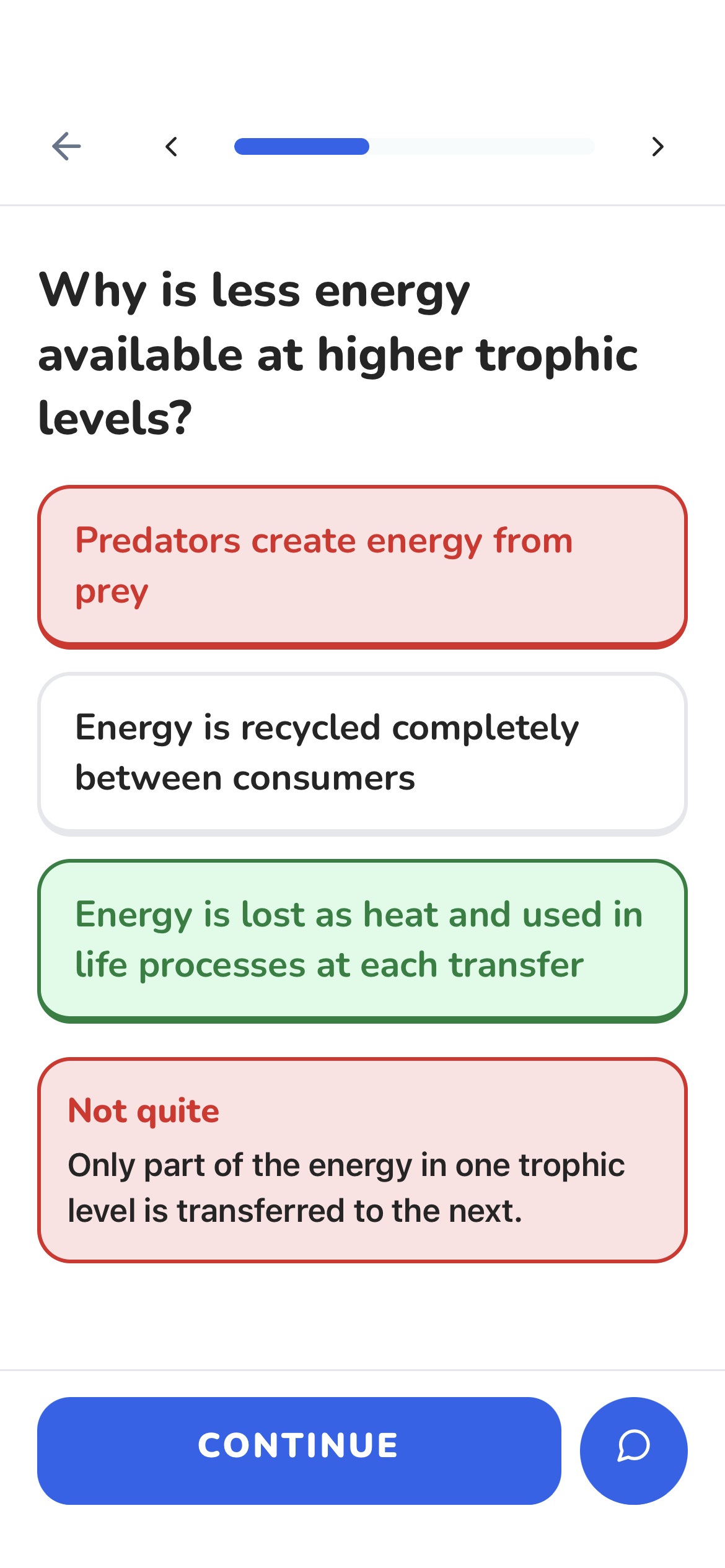An interactive question in a Semesty lesson